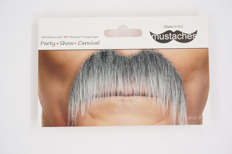 Mustaches Self Adhesive Fake Mustache, Novelty, Horseshoe False Facial Hair, Costume Accessory for Adults, Gray with White Color - Image 5